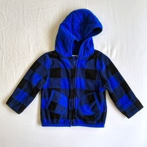 joe fresh blue plaid fleece zip-up hoodie jacket 3-6 months baby boy